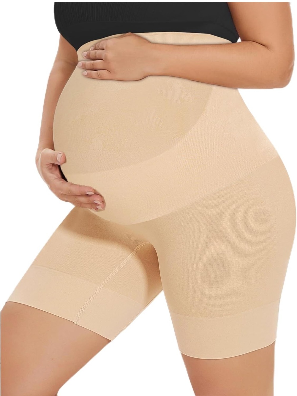 Seamless Maternity Shapewear Support Shorts - Nude